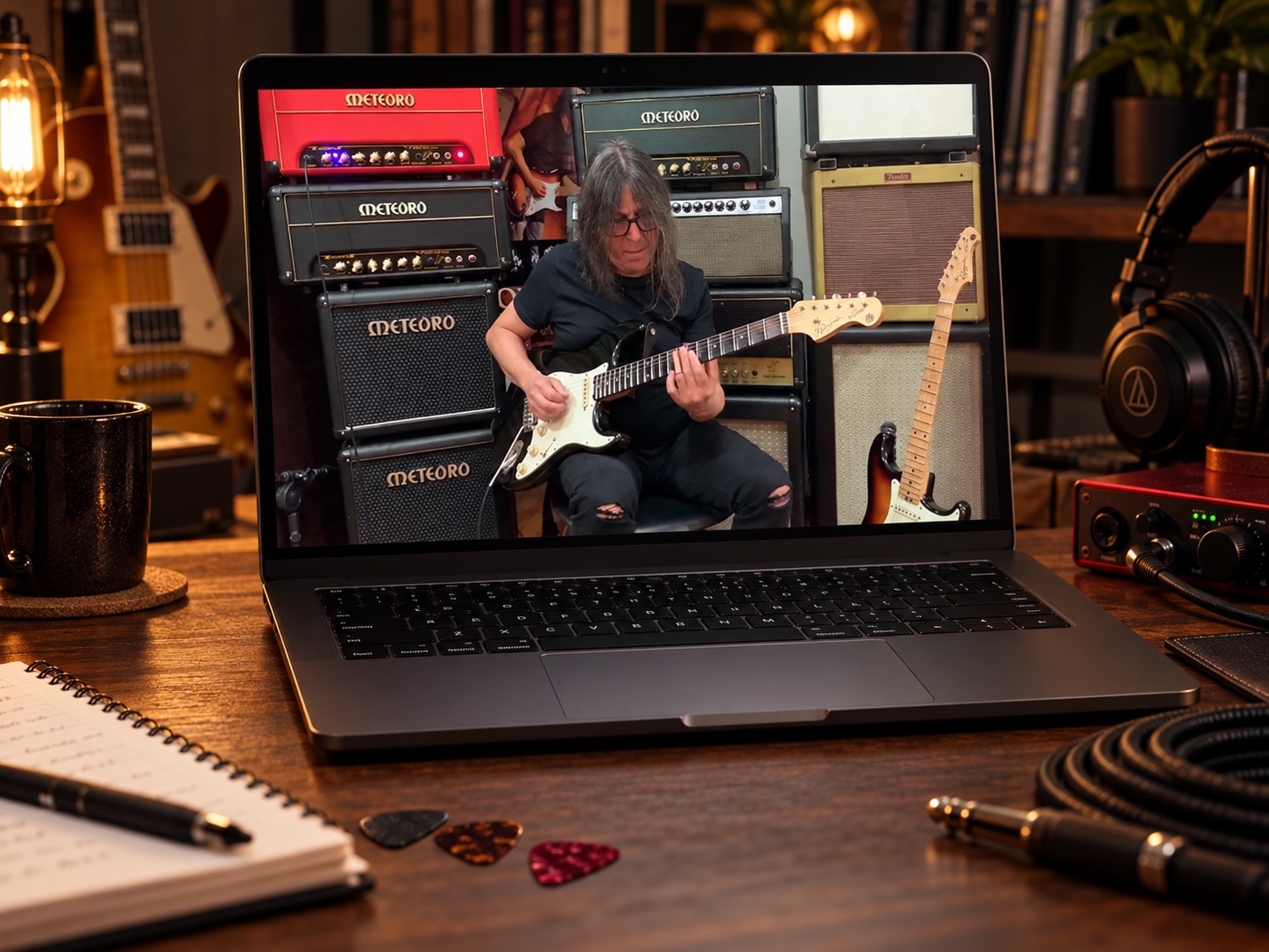 Mockup da Jam Session com Faiska em uma tela de notebook
